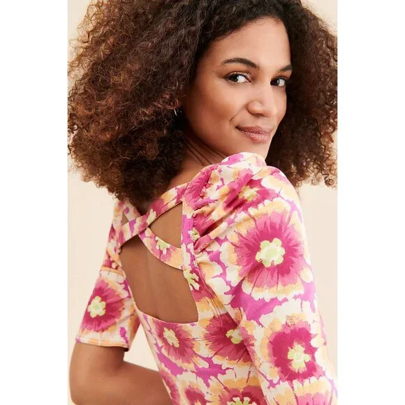 Free People Give Me More Cropped Blouse Top Floral Printed Criss-Cross S 233905 - Picture 3 of 9